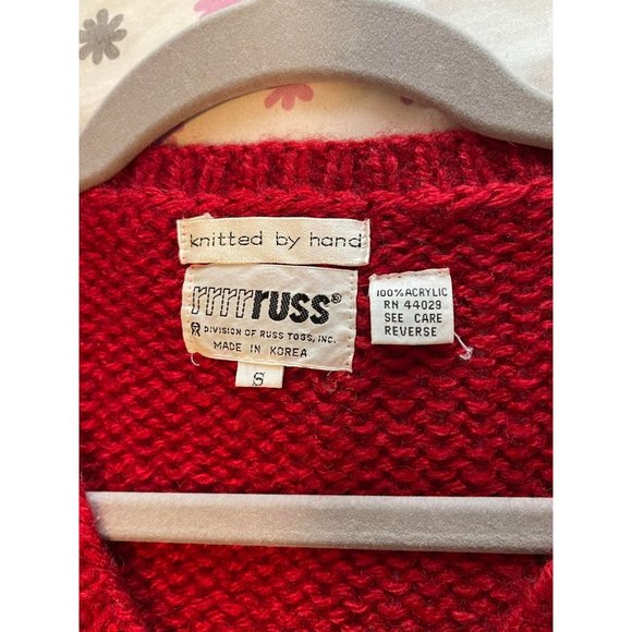 VTG Knit Vest Small holiday RED  GREEN RRRRRUSS - Picture 3 of 6